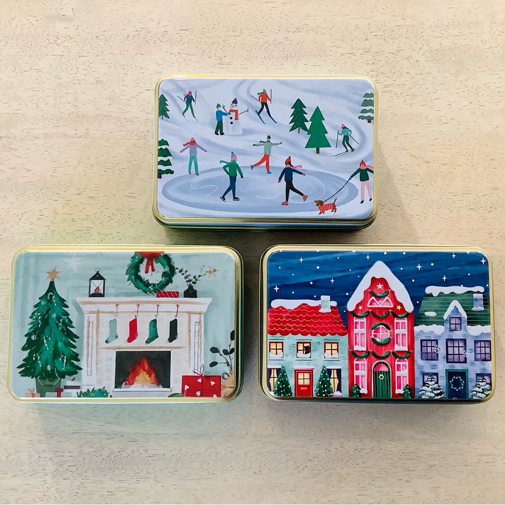 3 Target Bullseye Winter Scene Mini Gift Box Tins